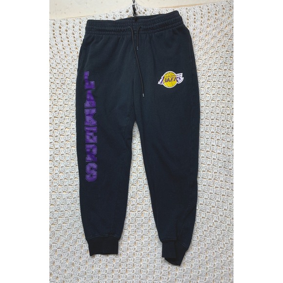 VTG Los Angeles Lakers Joggers Sweatpants Men's L Black NBA Ultra Game Pockets - Picture 1 of 13